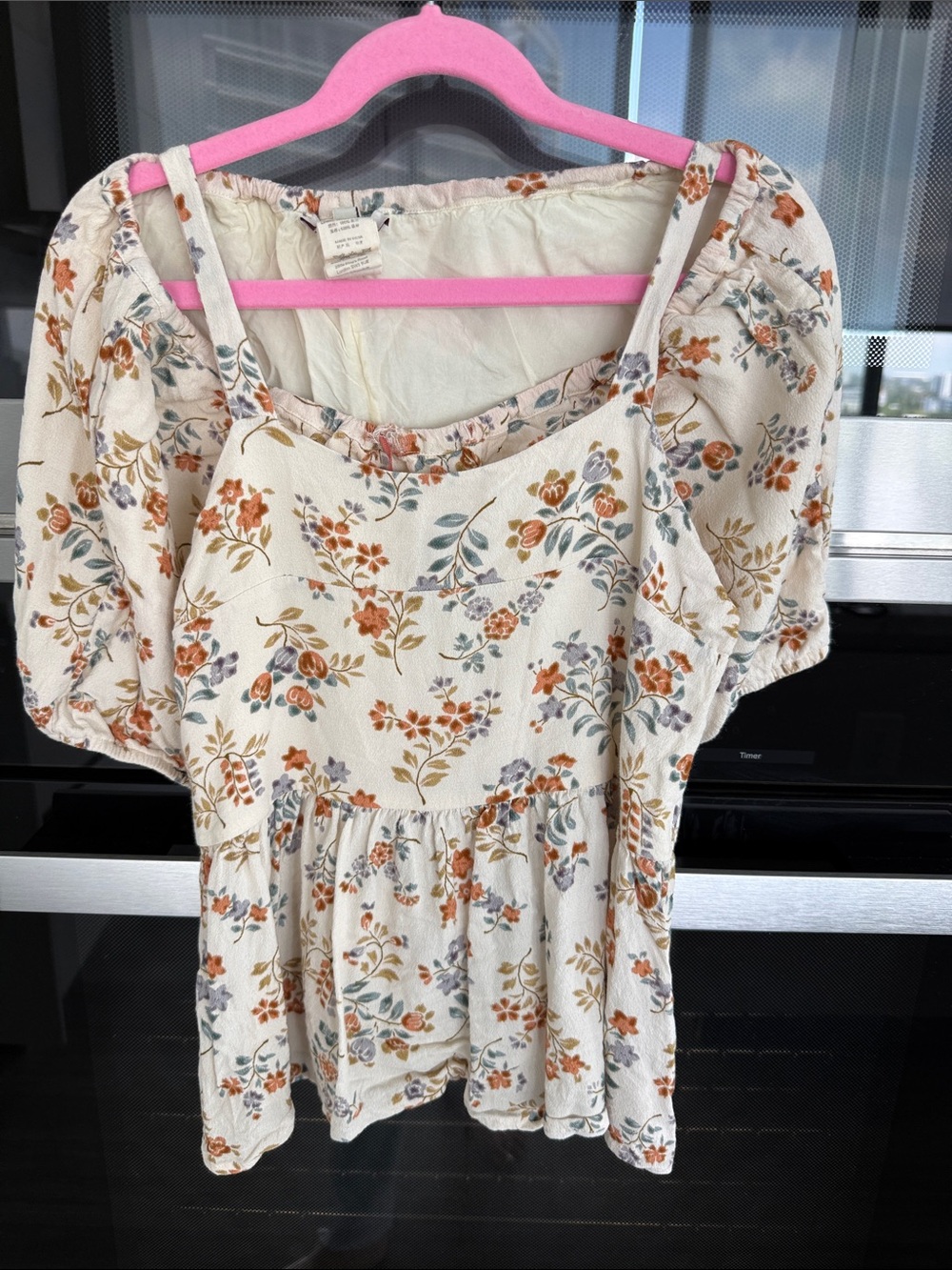 Caramel Kids Matching Set Cream Floral Top with Orange and Blue Accents
